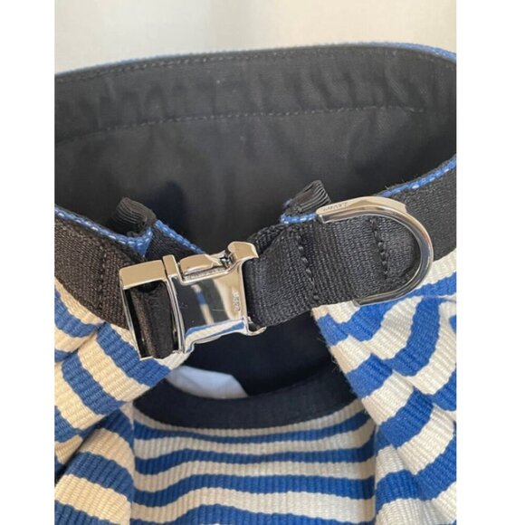 Want Les Essentiels Backpack Roll Top Duffel XL Blue Canvas Leather Stripe - Picture 7 of 11